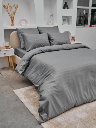 Пододеяльник микрофибра страйп / Светлый серый