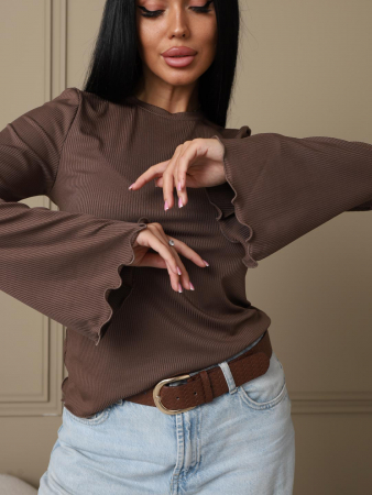 Женский лонгслив мод.2028/3 / Коричневый