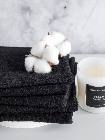 Набор махровых салфеток 5 шт 30x30 / черный