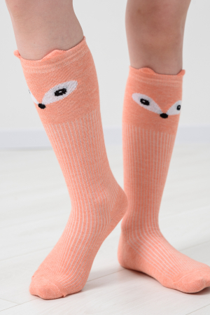 Детские гольфы Мишка и лиса (набор 2 пары) / бежевый, персик