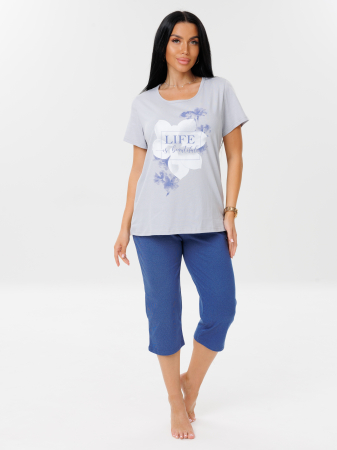 Женская пижама П-33(К) / Синий (надписи)