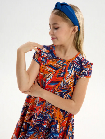 Детское платье "Птичка" / Тропики оранжевые