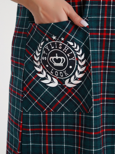 Женский халат Клетка 525 / Зеленый