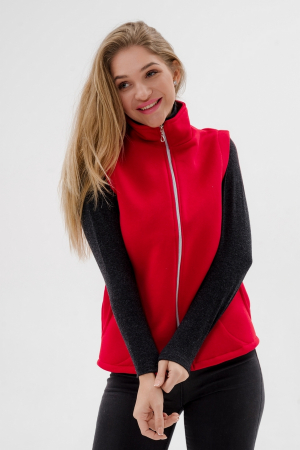 Жилет женский из футера / Красный макси