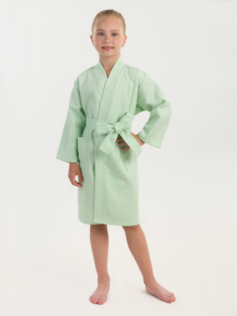 Детский вафельный халат / мятный
