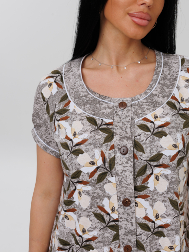 Женский халат Х-48(К) / Серый (желтые цветы)