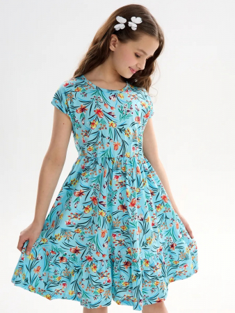 Детское платье "Ласточка" / Ирисы на голубом