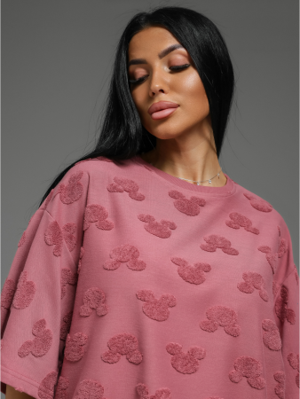 Женская футболка Ирбис / Махра, сухая роза микки