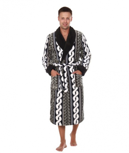 Мужской халат ХВФ-239 / Хаки, косы