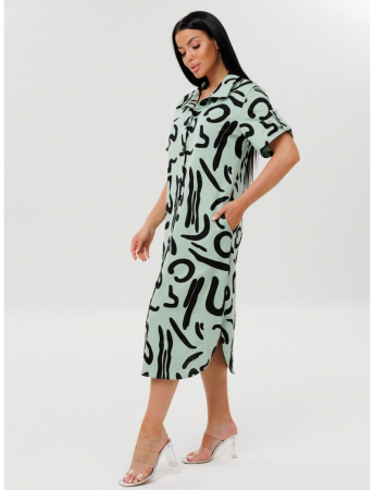 Женский халат Х-105(К) / Фисташковый (черный узор)