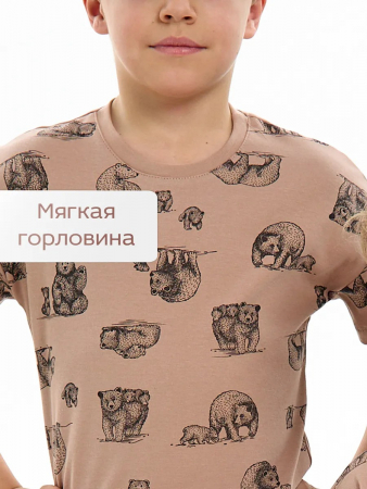 Детская пижама с шортами "Семья" / Коричневый