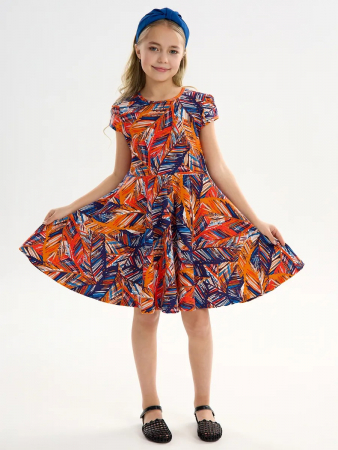 Детское платье "Птичка" / Тропики оранжевые